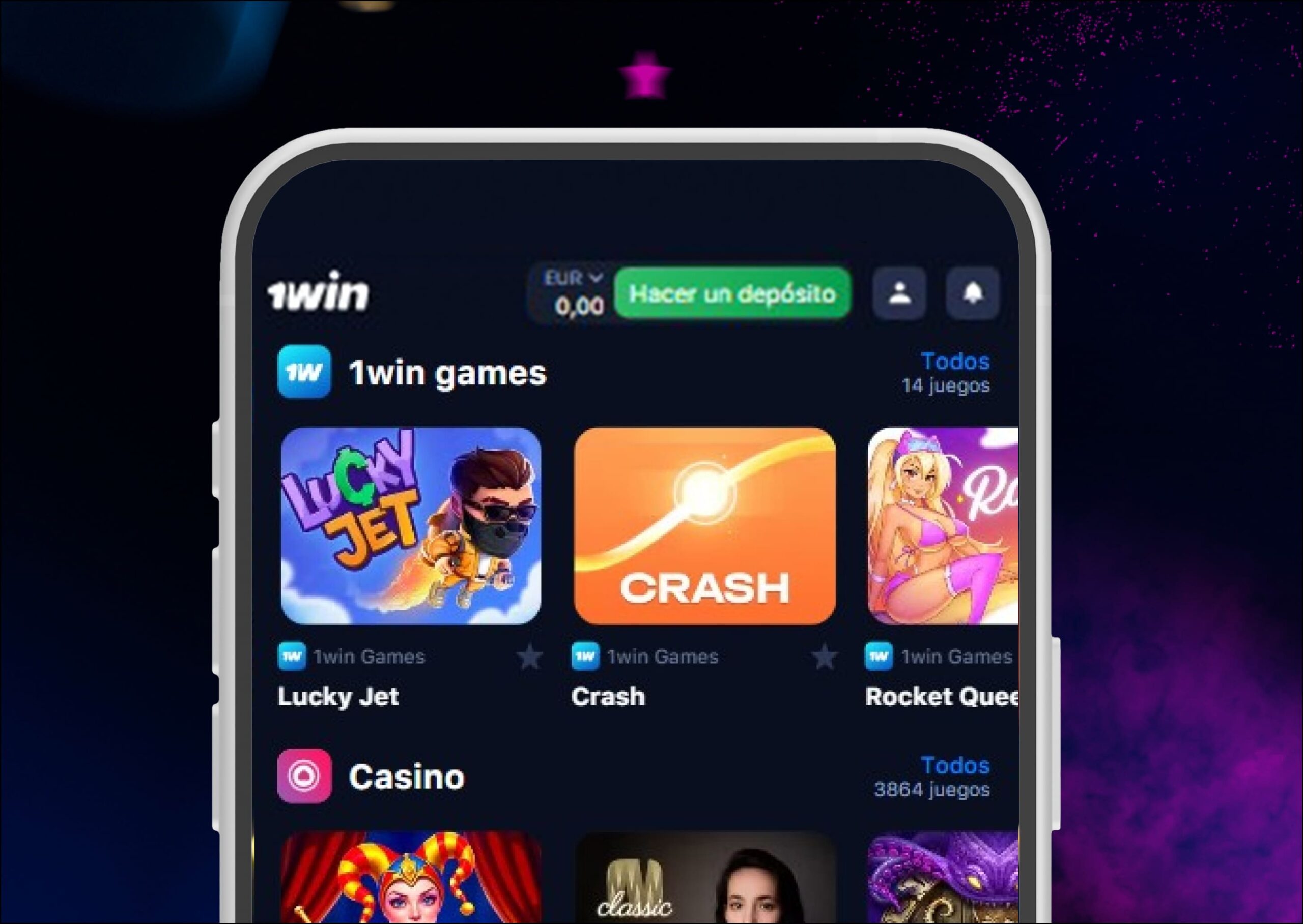 Variedad de juegos de casino de 1Win.