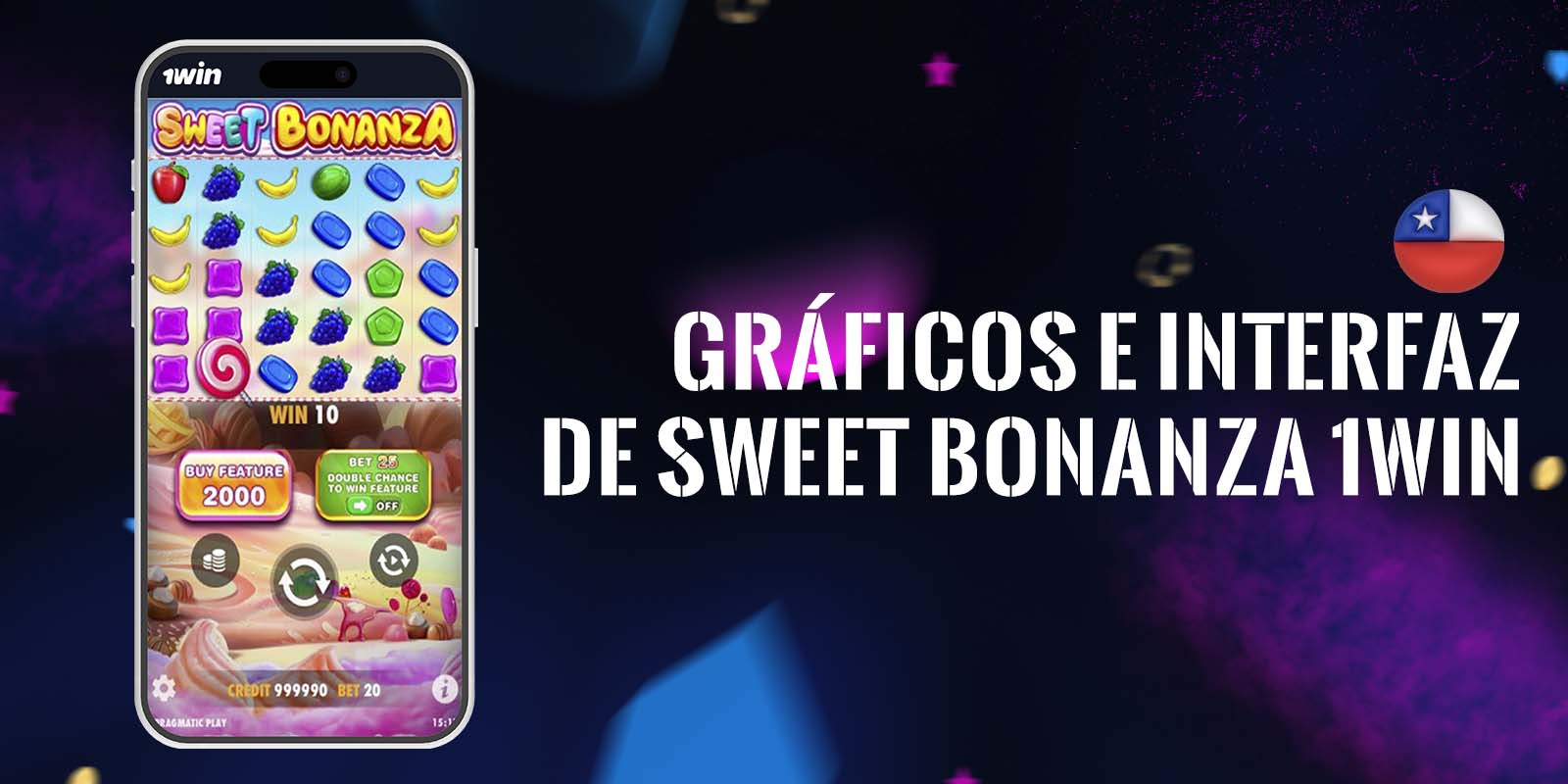 Interfaz y gráficos brillantes en Sweet Bonanza.